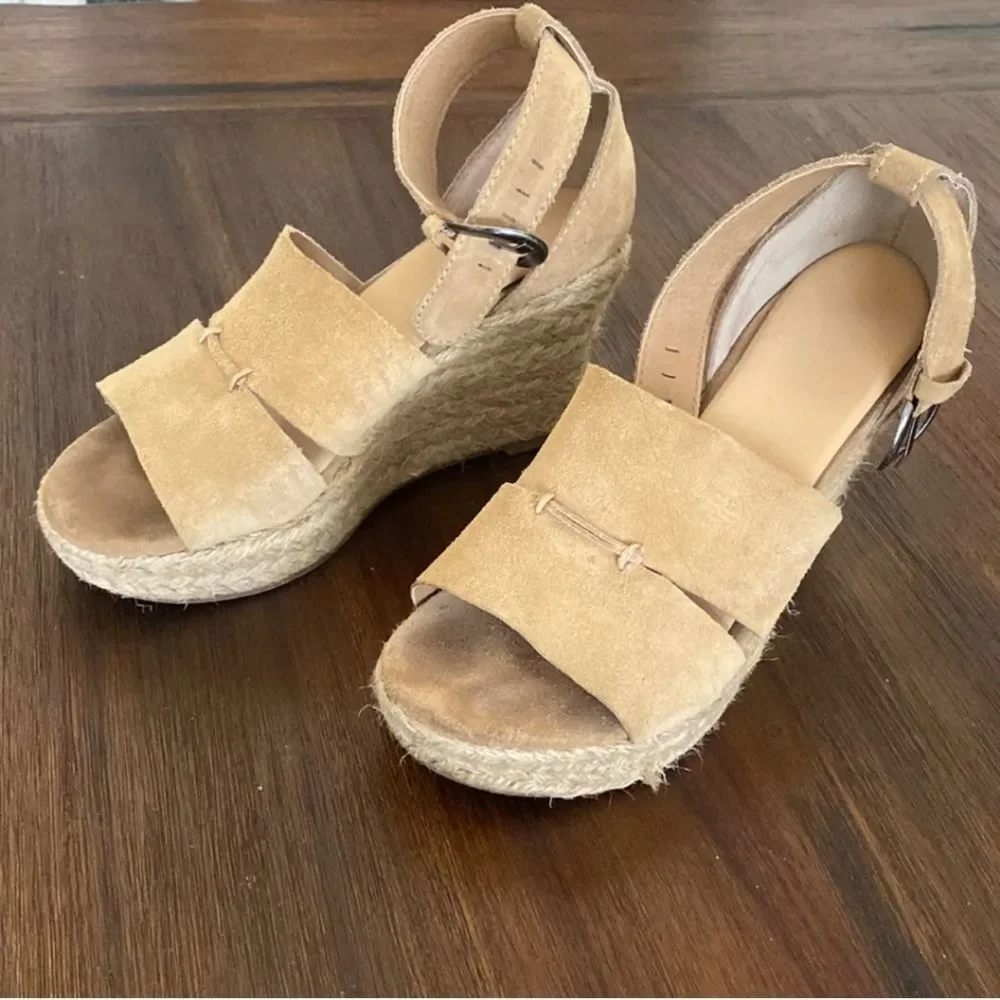 Matisse Natural Cha Cha Boho Suede Espadrilles Wedge Sandal